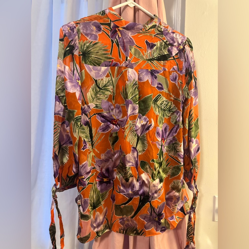 Alice + Olivia Orange and Purple orange floral light Blouse